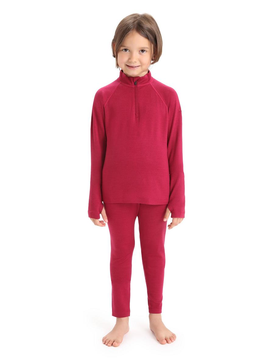 Kids' Icebreaker Merino 260 Tech Half Zip Thermal Top Long Sleeve Cherry | CA 1008CTVE